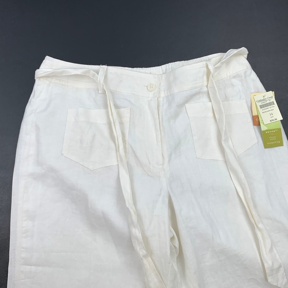 COLDWATER CREEK Linen Belted Cropped Pants - Picture 2 of 7